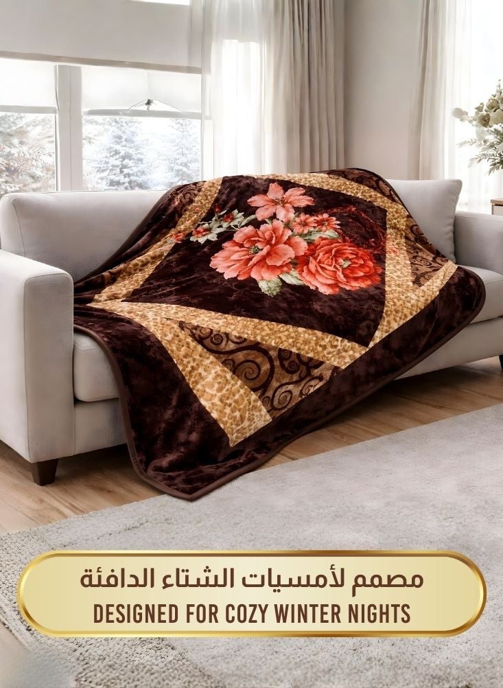 Premium 6kg Super Soft Floral Blanket – Premium Brown Vintage Flower Design Cozy Blanket - Image 4